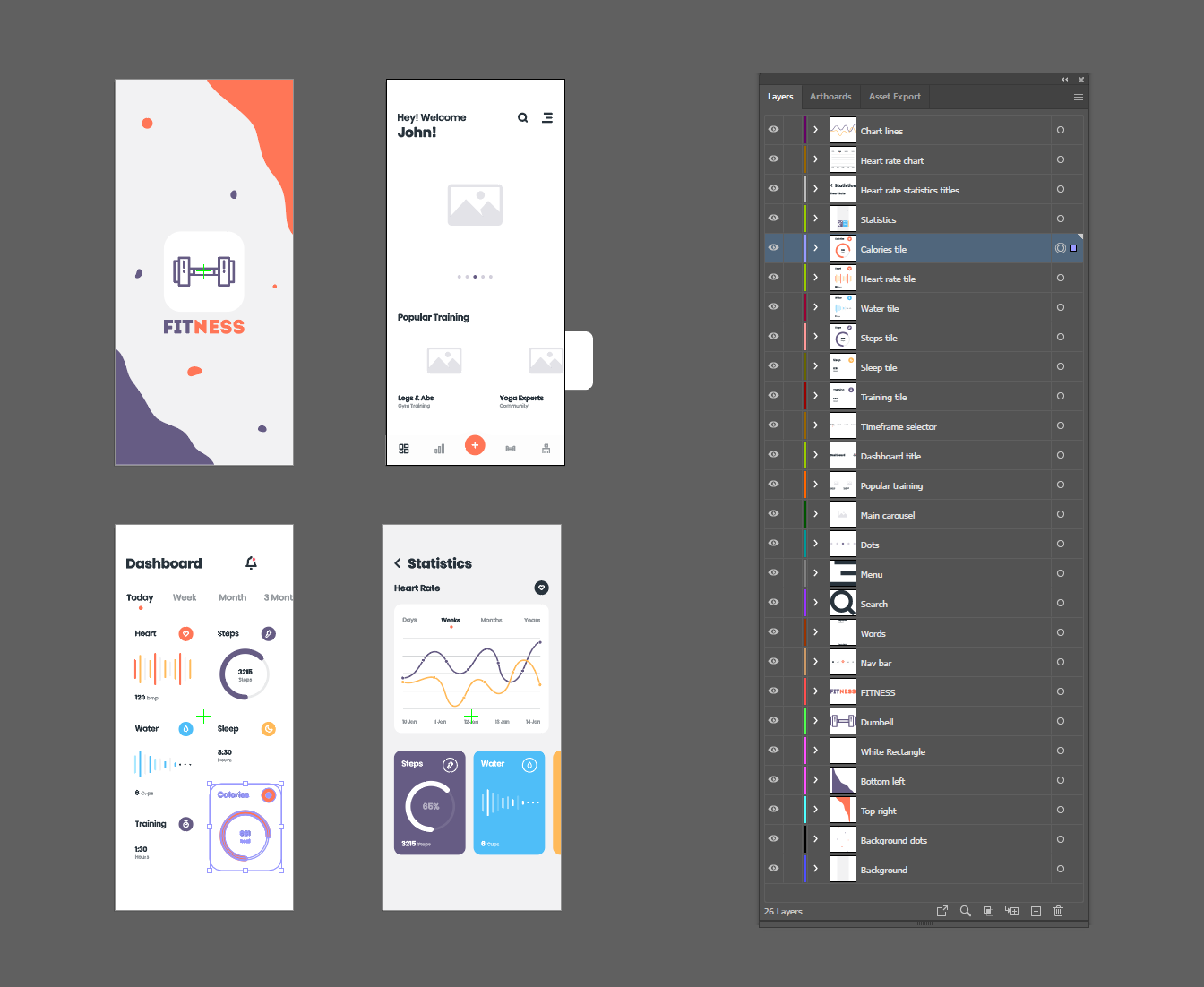A screenshot of my layer organization in Adobe Illustrator.