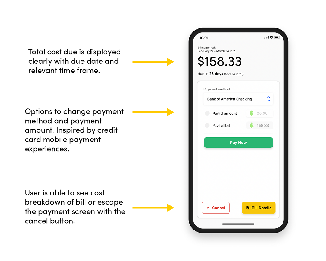 Text pointing to RaceTrac mobile application payment screen explaining design decisions.